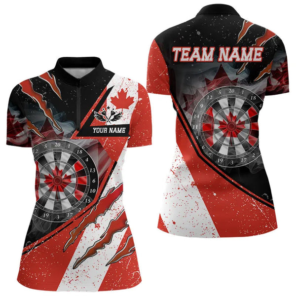 Maxcorners Personalized Canada Flag Dartboard Smoke Dart Shirts For Men And Women, Pride Patriotic Dart Team Jerseys