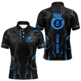 Maxcorners Customized 8 Ball Pool Crown Men And Women Billiard Shirts, Blue And Black Billiard Team Shirts, Pool Jerseys
