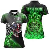 Maxcorners Green Fire Flame Dartboard American Flag Skull Darts Jersey Customized Name, Team Name 3D Shirt