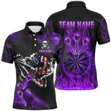 Maxcorners Purple Fire Flame Dartboard American Flag Skull Darts Jersey Customized Name, Team Name 3D Shirt