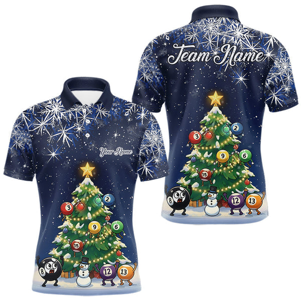 Maxcorners Funny Christmas Billiard Balls Pine Tree Pool Shirt For Men Custom Xmas Billiard Shirts Gifts TU1011