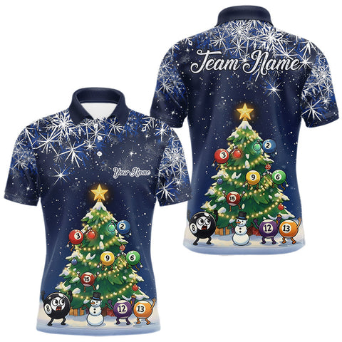 Maxcorners Funny Christmas Billiard Balls Pine Tree Pool Shirt For Men Custom Xmas Billiard Shirts Gifts TU1011