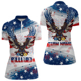 Maxcorners Personalized 8 Ball 9 Ball & 10 Ball American Flag Eagle Billiard Shirt, Pride Women Billiard Jerseys