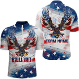 Maxcorners Personalized 8 Ball 9 Ball & 10 Ball American Flag Eagle Billiard Shirt, Pride Men Billiard Jerseys