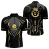Maxcorners Customized 9 Ball Pool Crown Men Billiard Shirts, Gold And Black Billiard Team Shirts, Pool Jerseys