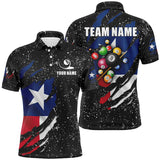 Maxcorners Grunge Texas Flag 3D Billiard Balls Polo Shirts For Men