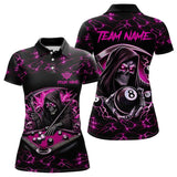 Maxcorners Pink Funny Death Skeleton 8 Ball Pool Men Billiard Shirts Custom Lightning Billiard Jerseys LM103