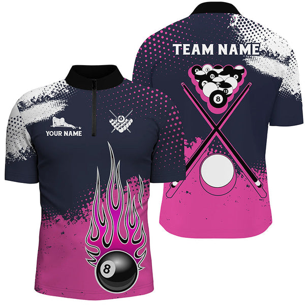 Maxcorners Pink Grunge Paint Splatter Billiard Jersey Customized Name, Team Name 3D Shirt