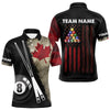 Maxcorners Retro Grunge Canada Flag 8 Ball Pool Billiard Shirt For Men And Women Custom Patriotic Billiard Team Jersey