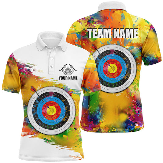Maxcorners Colorful 3D Target Archery Men Polo & Quarter-Zip Shirt Custom Archery Jerseys Attire For Archer