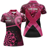 Maxcorners Pink Ribbon Breast Cancer Awareness Darts Shirt Custom Breast Cancer Shirts For Darts Lover