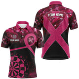 Maxcorners Pink Ribbon Breast Cancer Awareness Darts Shirt Custom Breast Cancer Shirts For Darts Lover