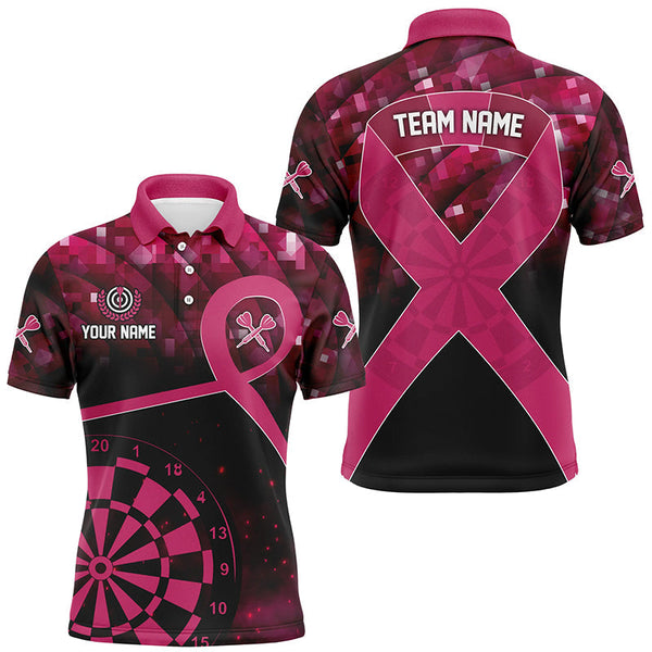 Maxcorners Pink Ribbon Breast Cancer Awareness Darts Shirt Custom Breast Cancer Shirts For Darts Lover