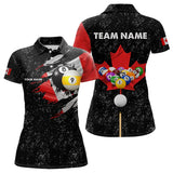 Maxcorners Custom Black Grunge Canada Flag 8 Ball & 9 Ball Billiard Shirts For Men And Women Patriotic Billiard Jerseys