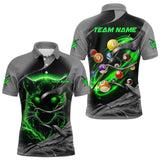 Maxcorners Personalized Panther Lightning 3D Billiard Balls Pool Shirts For Men, Billiard League Jersey |Green LM113