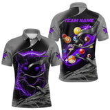 Maxcorners Personalized Panther Lightning 3D Billiard Balls Pool Shirts For Men, Billiard League Jersey|Purple LM123