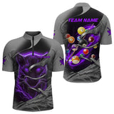 Maxcorners Personalized Panther Lightning 3D Billiard Balls Pool Shirts For Men, Billiard League Jersey|Purple LM123