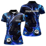 Maxcorners Personalized Blue 8 Ball Pool Panther 3D Billiard Shirts For Men, Team League Billiard Jerseys