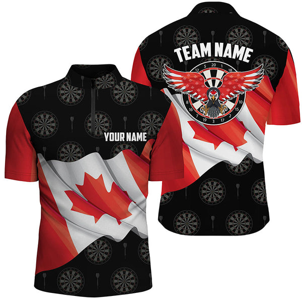 Maxcorners Waving Canada Flag Darts Jersey Customized Name, Team Name 3D Polo Shirt