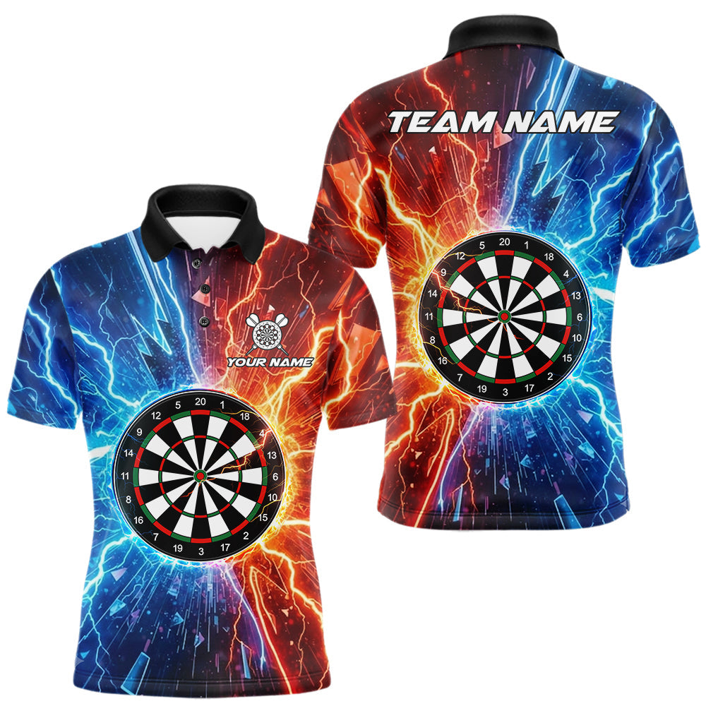 Maxcorners Blue And Orange Dartboard Lightning Darts Shirt For Men Custom Darts Team Jersey Polo, 1/4 Zip