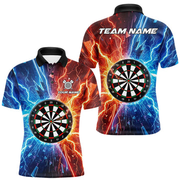 Maxcorners Blue And Orange Dartboard Lightning Darts Shirt For Men Custom Darts Team Jersey Polo, 1/4 Zip