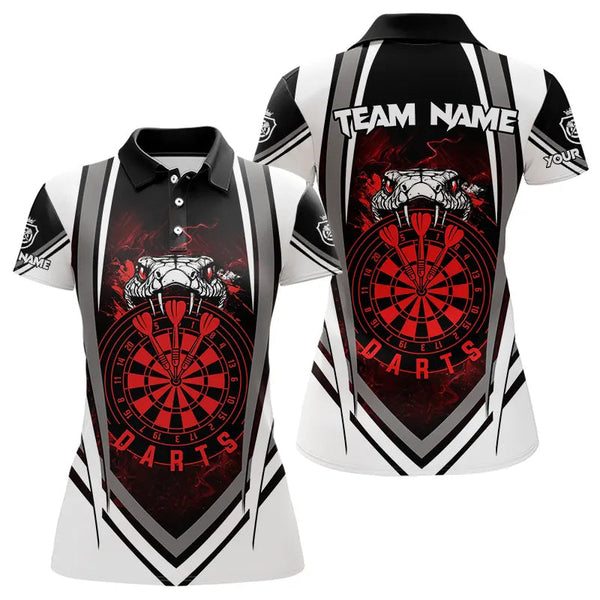 Maxcorners Personalized Black White Cobra Snake Dart Shirts For Men Custom Team Outfit Darts Jerseys | Red