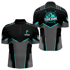 Maxcorners Billiard Jerseys For Men Custom Polo & 1/4 Zip Billiard Shirts, Team Pooler Short Sleeve |Turquoise
