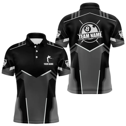 Maxcorners Billiard Jerseys For Men Custom Polo & Quarter-Zip Billiard Shirts, Team Pooler Short Sleeve |White