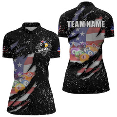 Maxcorners Personalized Grunge Black American Flag Billiard Shirts For Men Custom 8 Ball Pool Billiard Jersey