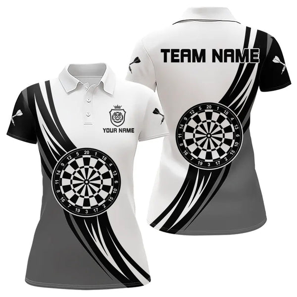 Maxcorners Personalized Black White And Grey Dartboard Crown Dart Shirts For Men Custom Darts Team Jerseys LM133