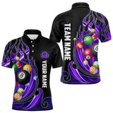 Maxcorners 3D Billiard Balls Fire Flame Custom Pool Shirts For Men, Billiard League Team Jerseys | Purple LM133