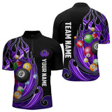 Maxcorners 3D Billiard Balls Fire Flame Custom Pool Shirts For Men, Billiard League Team Jerseys | Purple LM133