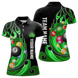 Maxcorners 3D Billiard Balls Fire Flame Custom Pool Shirts For Men, Billiard League Team Jerseys | Green LM133