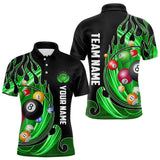 Maxcorners 3D Billiard Balls Fire Flame Custom Pool Shirts For Men, Billiard League Team Jerseys | Green LM133