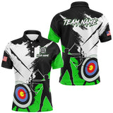 Maxcorners Personalized Grunge Archery Polo And 1/4 Zip Shirts For Men Custom Archery Team Jerseys |Green