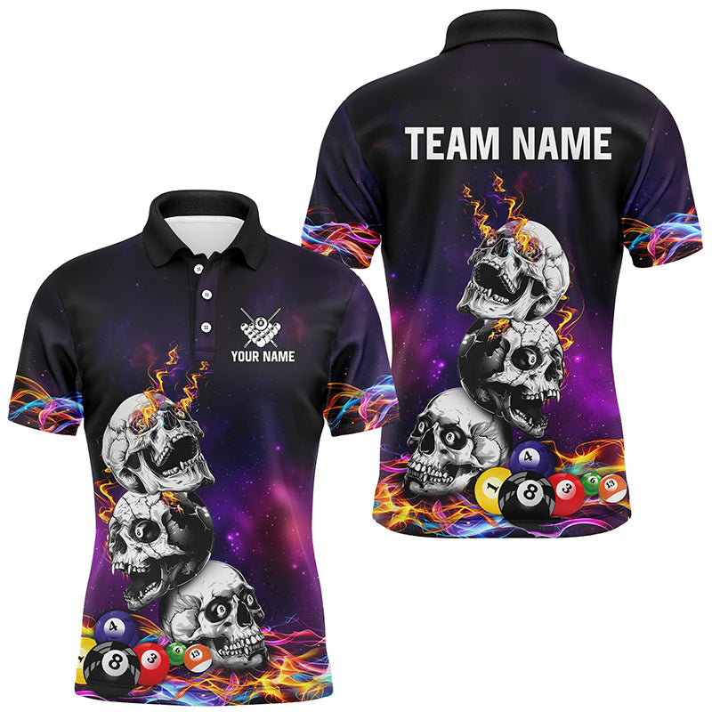 Maxcorners Personalized Funny Skull Colorful Billiard Balls Jerseys Unique 3D Billiard Shirts