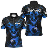 Maxcorners Personalized Dragon 8 Ball Fire Flame 3D Billiard Shirts, Billiard League Team Jerseys |Blue