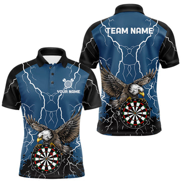 Maxcorners Personalized Eagle Darts Shirts For Men Custom Thunder Lightning Storm Darts League Team Jersey
