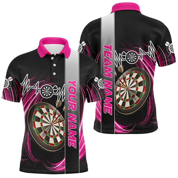 Maxcorners Pink Swirl Dartboard Heartbeat Line Darts Jersey Customized Name, Team Name 3D Shirt Unisex