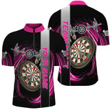 Maxcorners Pink Swirl Dartboard Heartbeat Line Darts Jersey Customized Name, Team Name 3D Shirt Unisex