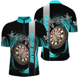 Maxcorners Cyan Swirl Dartboard Heartbeat Line Darts Jersey Customized Name, Team Name 3D Shirt Unisex