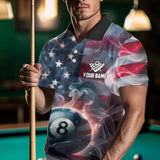 Maxcorners Personalized Smoke Usa 8 Ball Pool Billiard Shirts For Men, Patriotic American Team Billiard Jersey