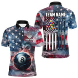 Maxcorners Personalized Smoke Usa 8 Ball Pool Billiard Shirts For Men, Patriotic American Team Billiard Jersey