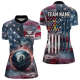 Maxcorners Personalized Smoke Usa 8 Ball Pool Billiard Shirts For Men, Patriotic American Team Billiard Jersey