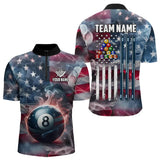Maxcorners Personalized Smoke Usa 8 Ball Pool Billiard Shirts For Men, Patriotic American Team Billiard Jersey