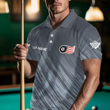 Maxcorners Personalized Funny 8 Ball Wings Us Flag Grey Billiard Shirts For Men, Patriotic Billiard Jerseys