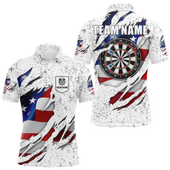 Maxcorners Patriotic Grunge US Flag Darts Shirt With Pocket For Men Custom Darts Jersey LM1008