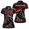 Maxcorners Red Grim Reaper 8 Ball Pool Billiard Shirts For Men Custom Billiard Team Jerseys Polo & 1/4 Zip