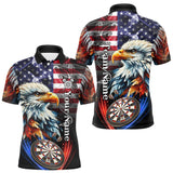 Maxcorners American Flag Smoke Eagle Darts Shirt For Men Custom Patriotic Darts Jersey Team Polo, 1/4 Zip MT1511