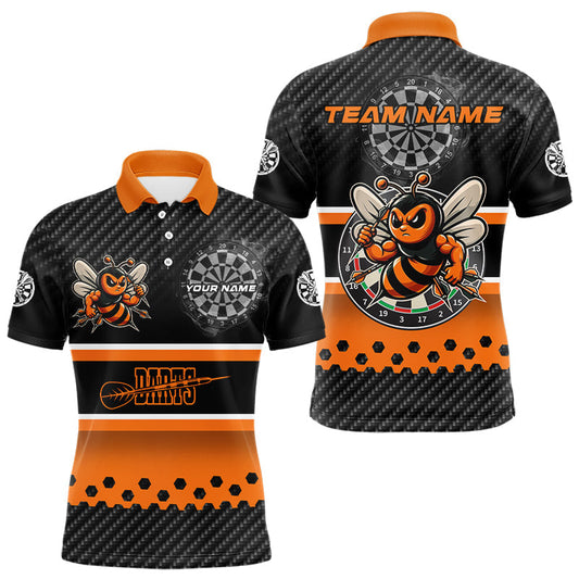 Maxcorners Black Orange Darts Bee Custom Name Darts Shirts For Men, Funny Darts Apparel, Best Darts Gifts